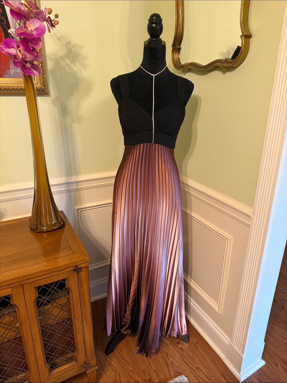 Betsy & Adam Ombre Pleated Shimmer Gown Size 8P